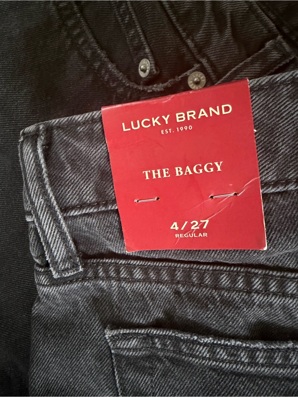 Lucky Brand The Baggy Black Embroidered Cutout Flower Jeans Boho - Picture 5 of 8